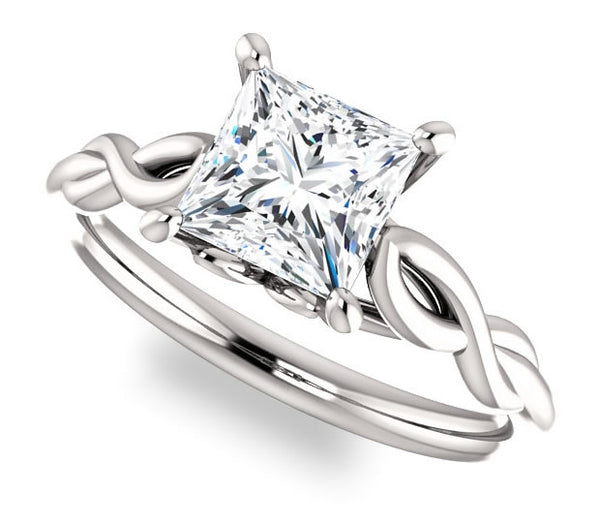 1.30ct (6.0mm) Princess  14K White Gold Solitaire Engagement Ring