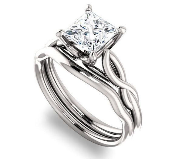 1.30ct (6.0mm) Princess  14K White Gold Solitaire Engagement Ring