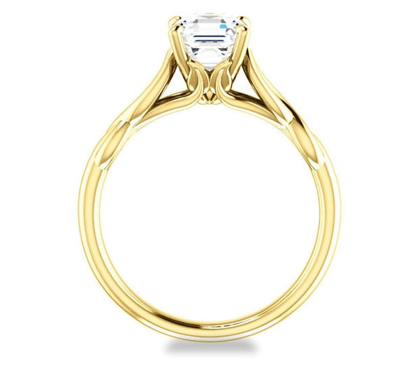 1.30ct (6.5mm) Asscher  14K Yellow Gold Solitaire Engagement Ring