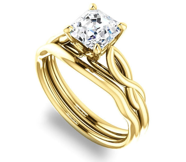 1.30ct (6.5mm) Asscher  14K Yellow Gold Solitaire Engagement Ring