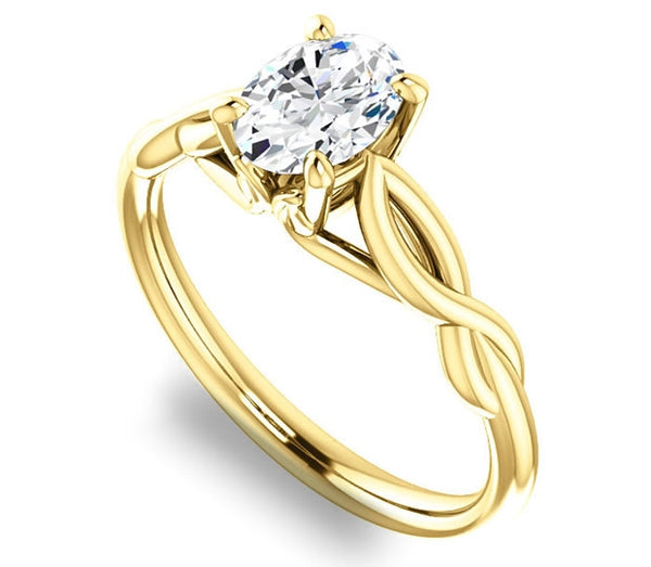 0.90ct (7.0x5.0mm) Oval  14K Yellow Gold Solitaire Engagement Ring