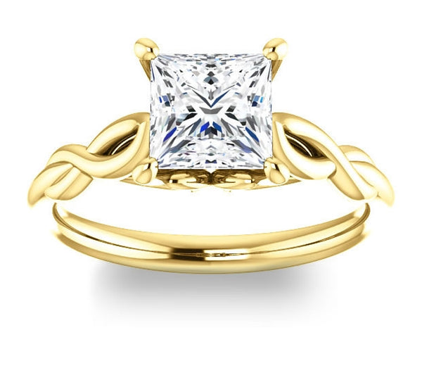 1.30ct (6.0mm) Princess  14K Yellow Gold Solitaire Engagement Ring