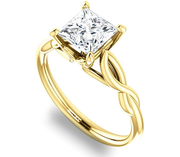 1.30ct (6.0mm) Princess  14K Yellow Gold Solitaire Engagement Ring