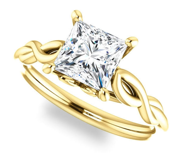 1.30ct (6.0mm) Princess  14K Yellow Gold Solitaire Engagement Ring