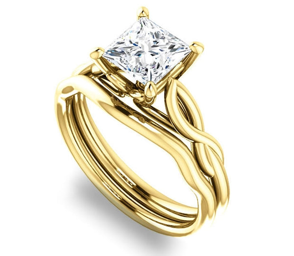 1.30ct (6.0mm) Princess  14K Yellow Gold Solitaire Engagement Ring