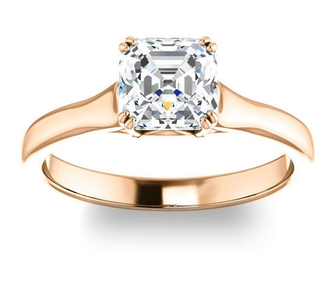 1.30ct (6.5mm) Asscher  14K Rose Gold Solitaire Engagement Ring