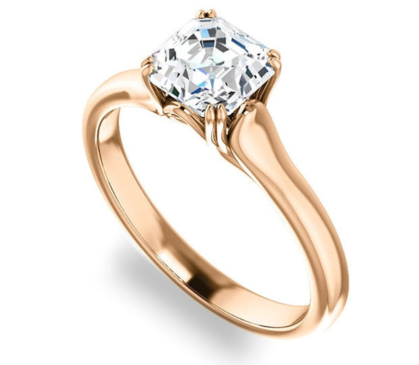 1.30ct (6.5mm) Asscher  14K Rose Gold Solitaire Engagement Ring