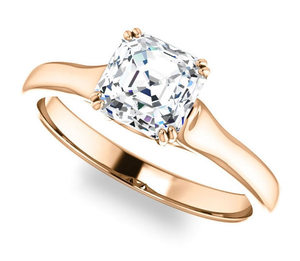 1.30ct (6.5mm) Asscher  14K Rose Gold Solitaire Engagement Ring