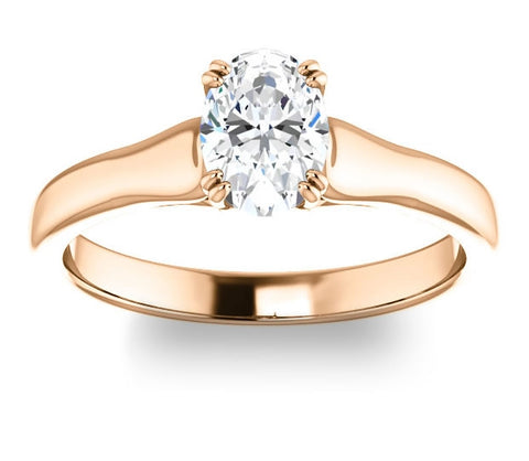 0.90ct (7.0x5.0mm) Oval  14K Rose Gold Solitaire Engagement Ring