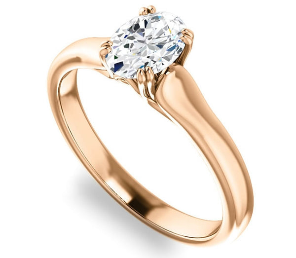 0.90ct (7.0x5.0mm) Oval  14K Rose Gold Solitaire Engagement Ring