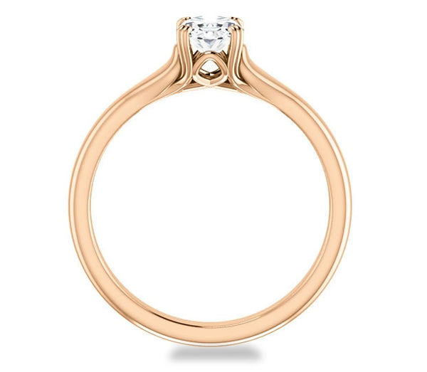 0.90ct (7.0x5.0mm) Oval  14K Rose Gold Solitaire Engagement Ring