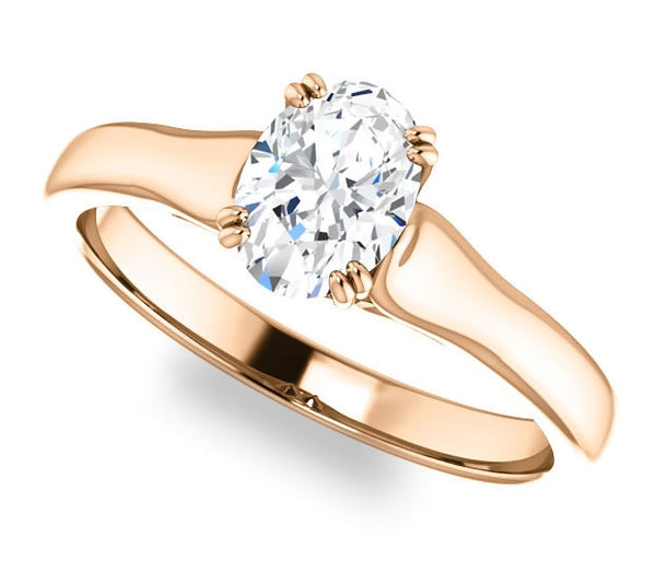 0.90ct (7.0x5.0mm) Oval  14K Rose Gold Solitaire Engagement Ring