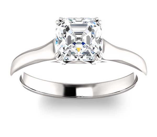 1.30ct (6.5mm) Asscher  14K White Gold Solitaire Engagement Ring