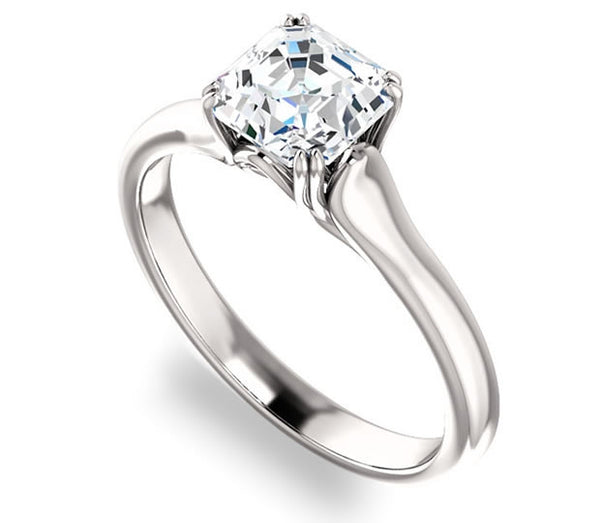 1.30ct (6.5mm) Asscher  14K White Gold Solitaire Engagement Ring