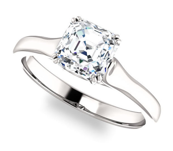 1.30ct (6.5mm) Asscher  14K White Gold Solitaire Engagement Ring