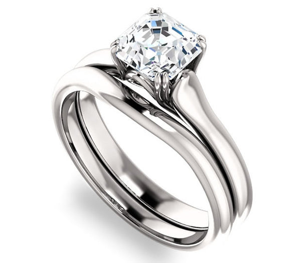 1.30ct (6.5mm) Asscher  14K White Gold Solitaire Engagement Ring