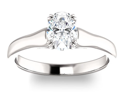 0.90ct (7.0x5.0mm) Oval  14K White Gold Solitaire Engagement Ring