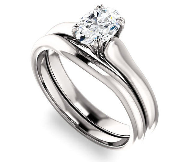 0.90ct (7.0x5.0mm) Oval  14K White Gold Solitaire Engagement Ring