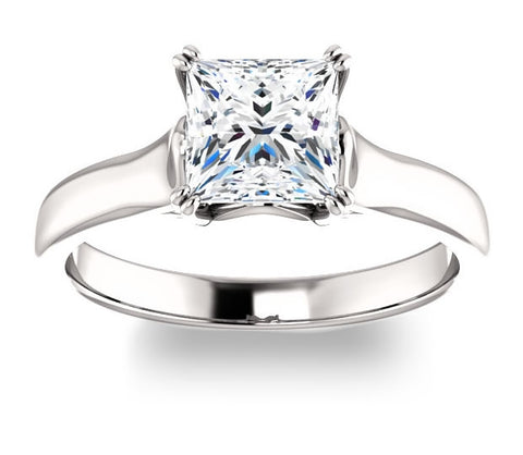 1.30ct (6.0mm) Princess  14K White Gold Solitaire Engagement Ring