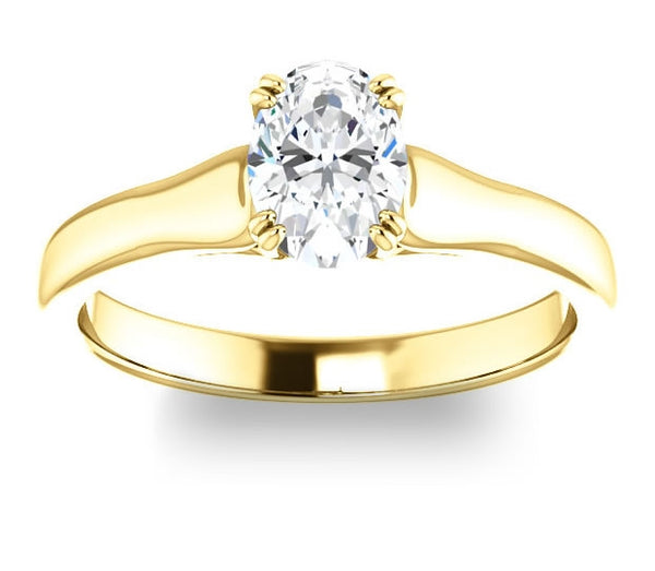 0.90ct (7.0x5.0mm) Oval  14K Yellow Gold Solitaire Engagement Ring