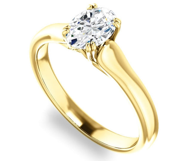 0.90ct (7.0x5.0mm) Oval  14K Yellow Gold Solitaire Engagement Ring