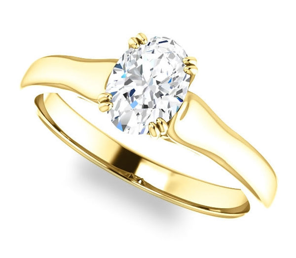 0.90ct (7.0x5.0mm) Oval  14K Yellow Gold Solitaire Engagement Ring