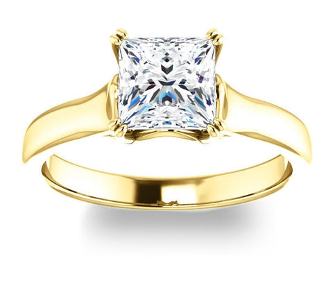 1.30ct (6.0mm) Princess  14K Yellow Gold Solitaire Engagement Ring