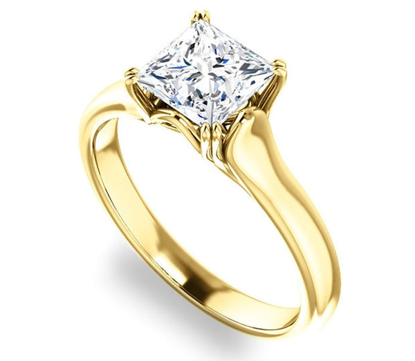 1.30ct (6.0mm) Princess  14K Yellow Gold Solitaire Engagement Ring