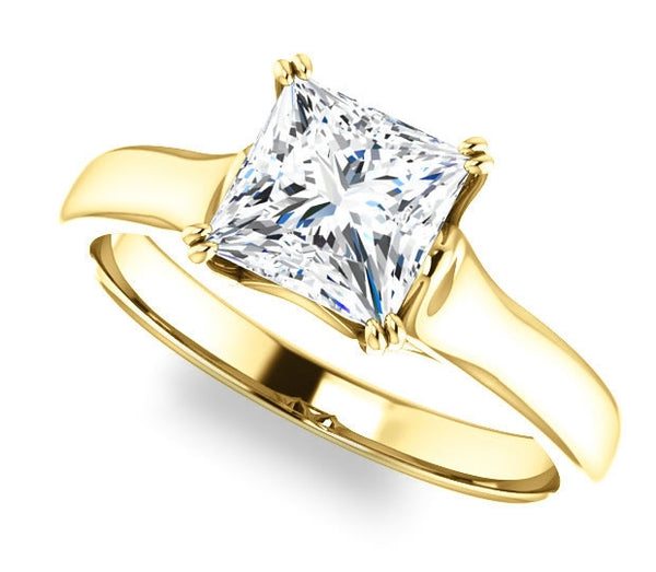 1.30ct (6.0mm) Princess  14K Yellow Gold Solitaire Engagement Ring