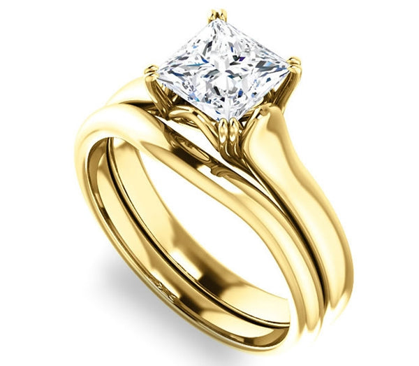 1.30ct (6.0mm) Princess  14K Yellow Gold Solitaire Engagement Ring