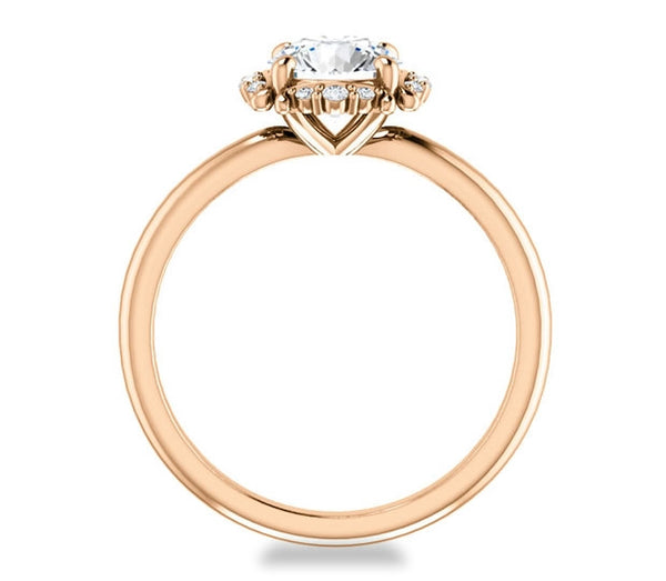 1.00ct (6.5mm) Round  14K Rose Gold Accented Solitaire Engagement Ring