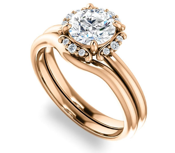 1.00ct (6.5mm) Round  14K Rose Gold Accented Solitaire Engagement Ring