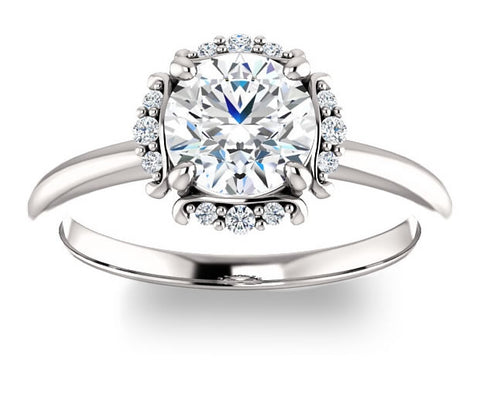 1.00ct (6.5mm) Round  14K White Gold Accented Solitaire Engagement Ring