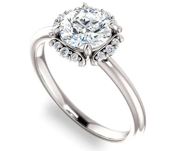 1.00ct (6.5mm) Round  14K White Gold Accented Solitaire Engagement Ring