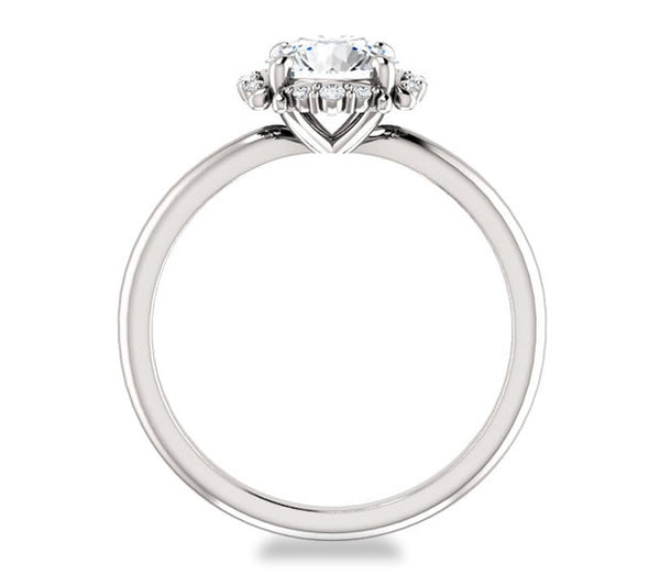 1.00ct (6.5mm) Round  14K White Gold Accented Solitaire Engagement Ring