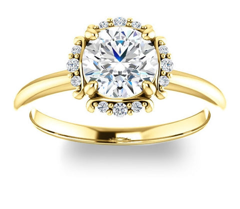 1.00ct (6.5mm) Round  14K Yellow Gold Accented Solitaire Engagement Ring