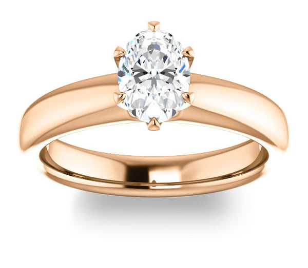 0.90ct (7.0x5.0mm) Oval  14K Rose Gold Solitaire Engagement Ring