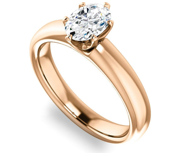 0.90ct (7.0x5.0mm) Oval  14K Rose Gold Solitaire Engagement Ring