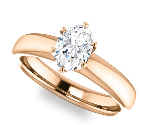 0.90ct (7.0x5.0mm) Oval  14K Rose Gold Solitaire Engagement Ring