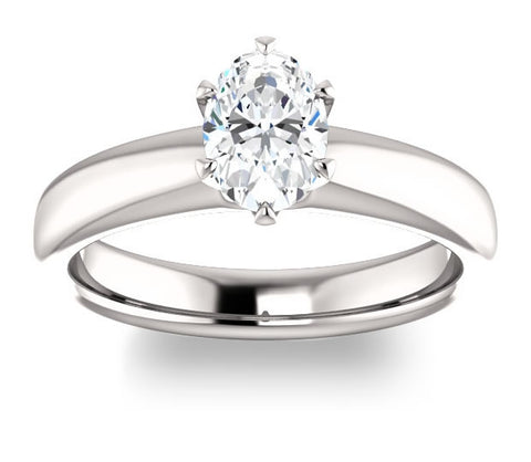 0.90ct (7.0x5.0mm) Oval  14K White Gold Solitaire Engagement Ring