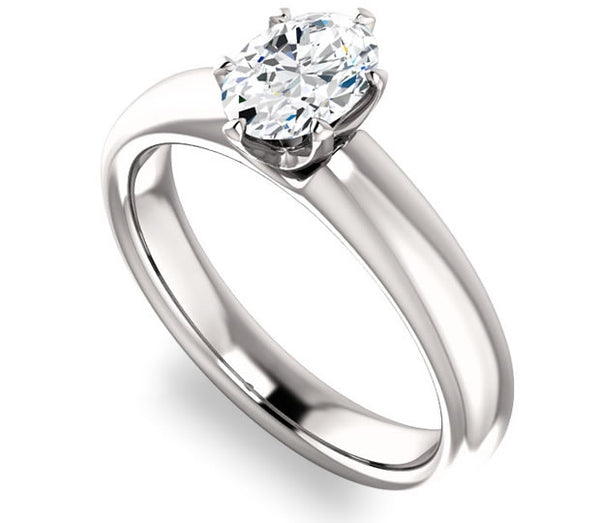 0.90ct (7.0x5.0mm) Oval  14K White Gold Solitaire Engagement Ring