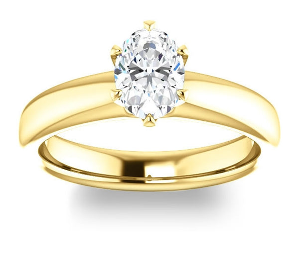 0.90ct (7.0x5.0mm) Oval  14K Yellow Gold Solitaire Engagement Ring