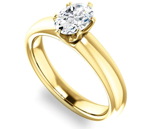 0.90ct (7.0x5.0mm) Oval  14K Yellow Gold Solitaire Engagement Ring