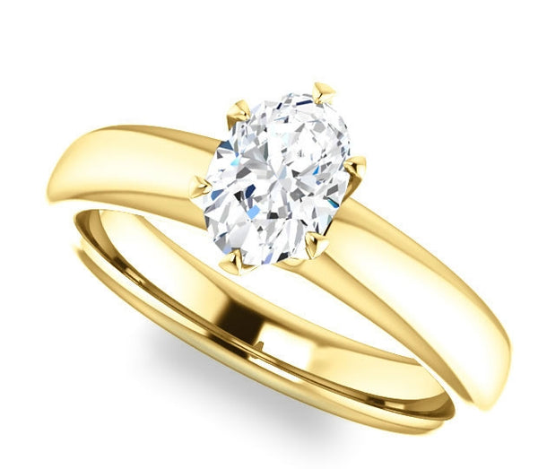 0.90ct (7.0x5.0mm) Oval  14K Yellow Gold Solitaire Engagement Ring