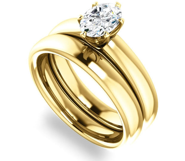 0.90ct (7.0x5.0mm) Oval  14K Yellow Gold Solitaire Engagement Ring