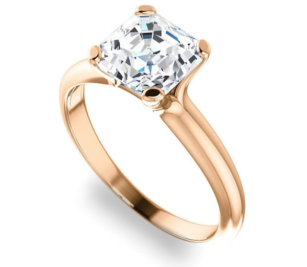 1.30ct (6.5mm) Asscher  14K Rose Gold Solitaire Engagement Ring