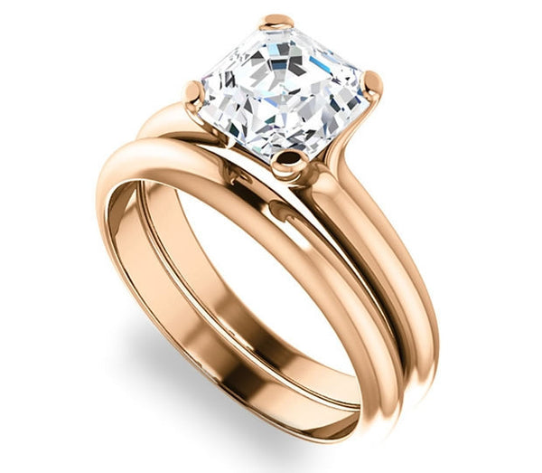 1.30ct (6.5mm) Asscher  14K Rose Gold Solitaire Engagement Ring