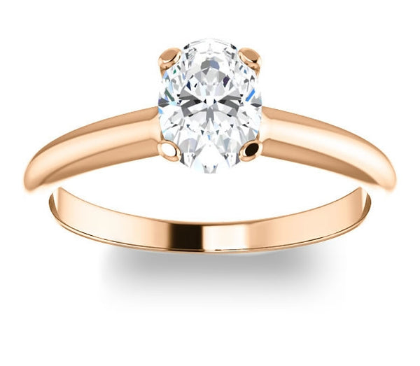 0.90ct (7.0x5.0mm) Oval  14K Rose Gold Solitaire Engagement Ring