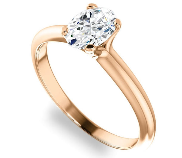 0.90ct (7.0x5.0mm) Oval  14K Rose Gold Solitaire Engagement Ring