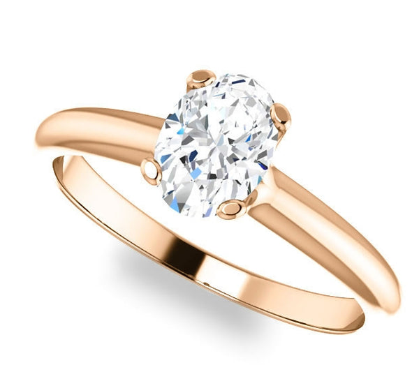 0.90ct (7.0x5.0mm) Oval  14K Rose Gold Solitaire Engagement Ring